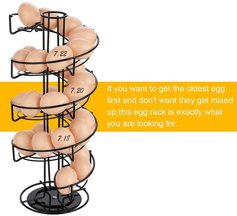 Toplife Spiral Design Metal Egg Skelter Dispenser Rack, Storage Display Rack, Black - Image 5